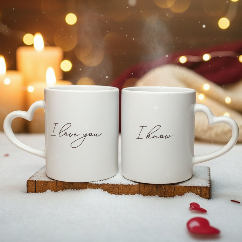 Sydänkorvainen muki "I Love You - I know"