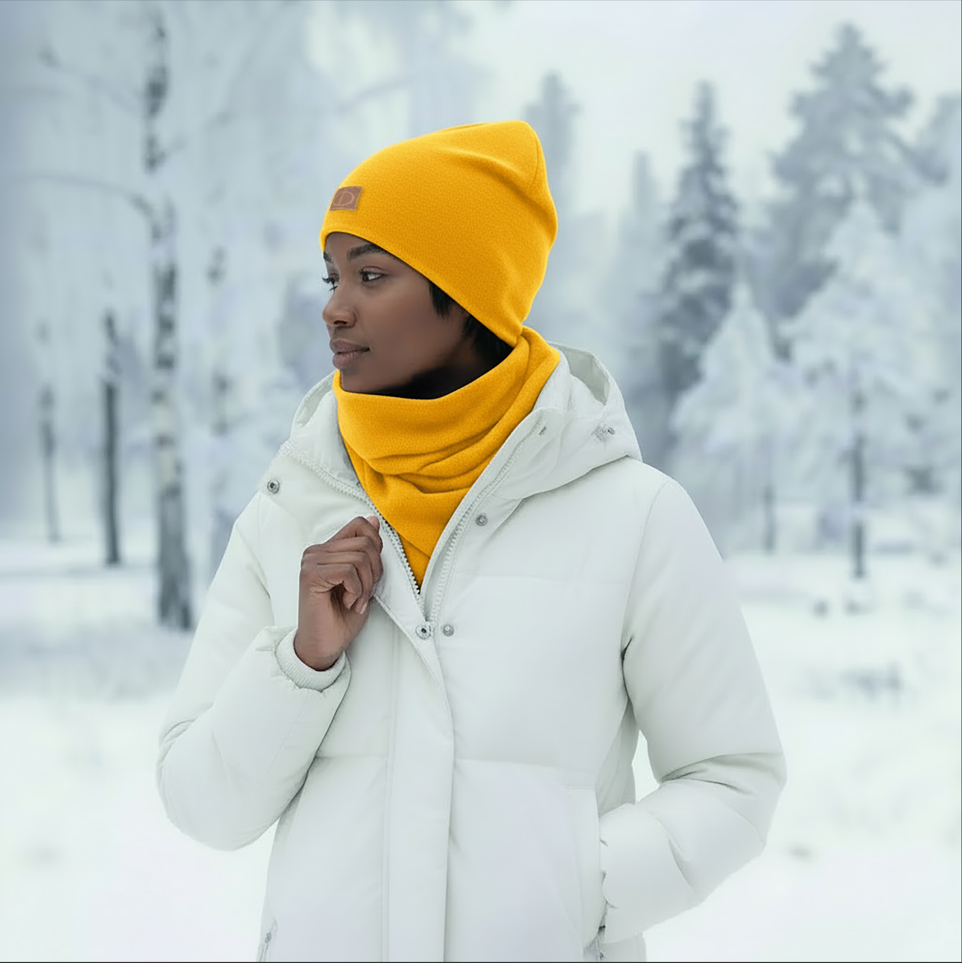 Hunajankeltainen merinovillainen infinity-huivi Damaskilta, pehmeä ja lämmin huivi talvikäyttöön
